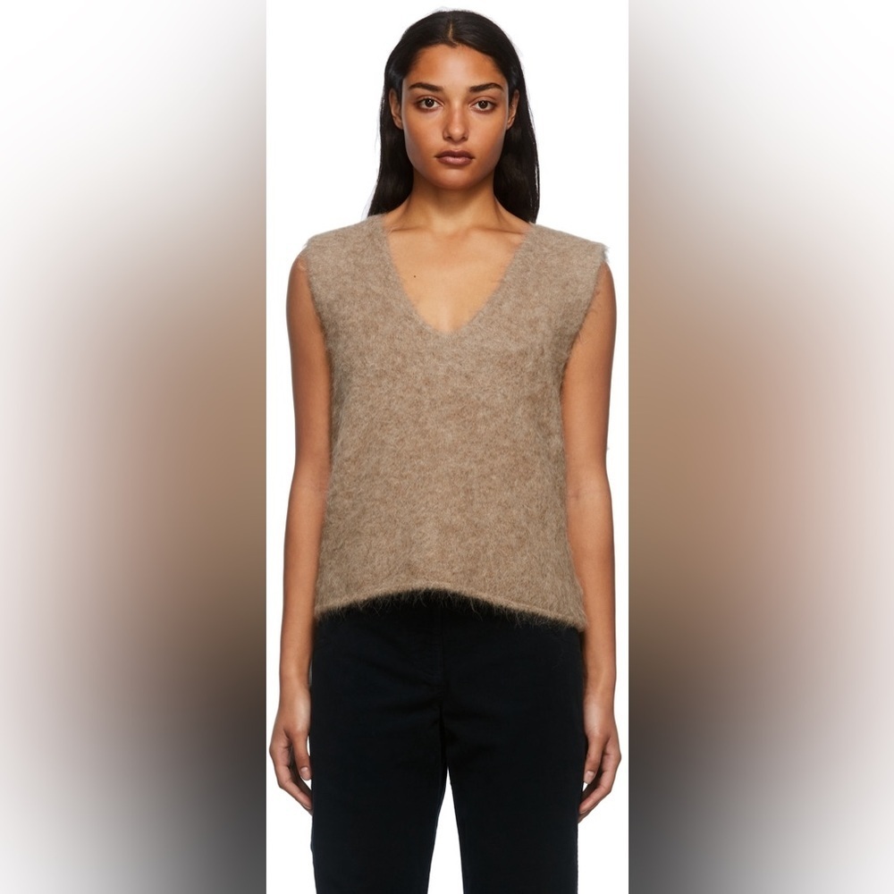 Arch The Brown Cropped Knit Vest Top Alpaca Wool Sz Large
